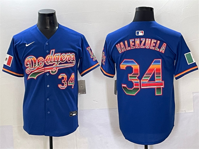 Men's Los Angeles Dodgers #34 Fernando Valenzuela Royal Mexico Limited Stitched Baseball Jersey Men's Los Angeles Dodgers #34 Fernando Valenzuela Royal Mexico Limited Stitched Baseball Jersey
